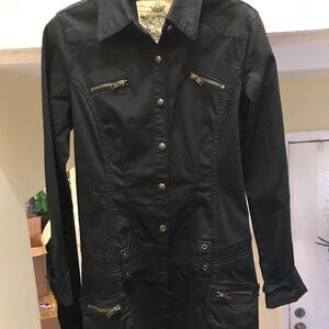 NWT DZ DOUBLE ZERO BLACK MILITARY STYLE ZIPPER STRETCH DRESS JACKET LARGE $159